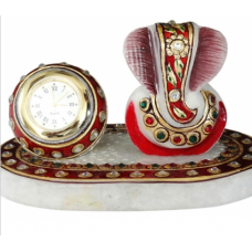 Ganesha With Clock Marble